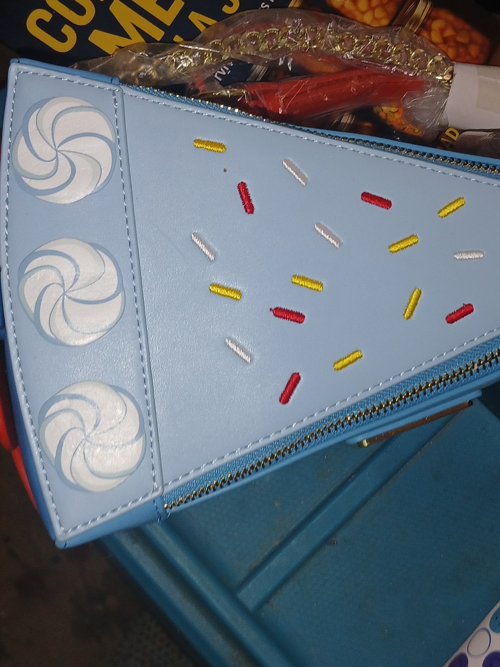 Loungefly Light Blue Ice Cream Slice Crossbody Bag with Multicolor Sprinkles